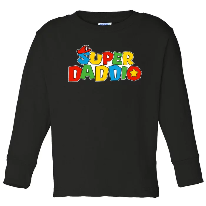 Super Daddio Funny Dad Daddy Father Video Game Lovers Toddler Long Sleeve Shirt