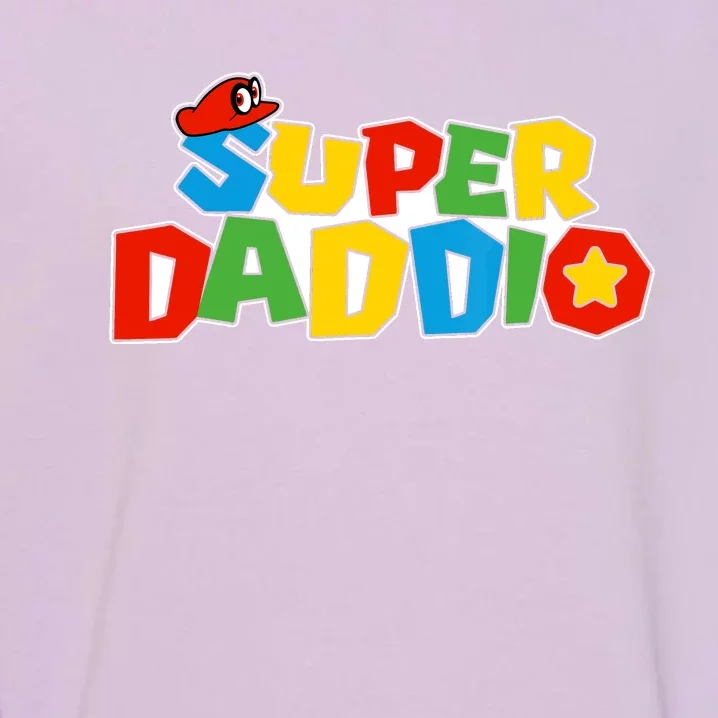 Super Daddio Funny Dad Daddy Father Video Game Lovers Garment-Dyed Sweatshirt