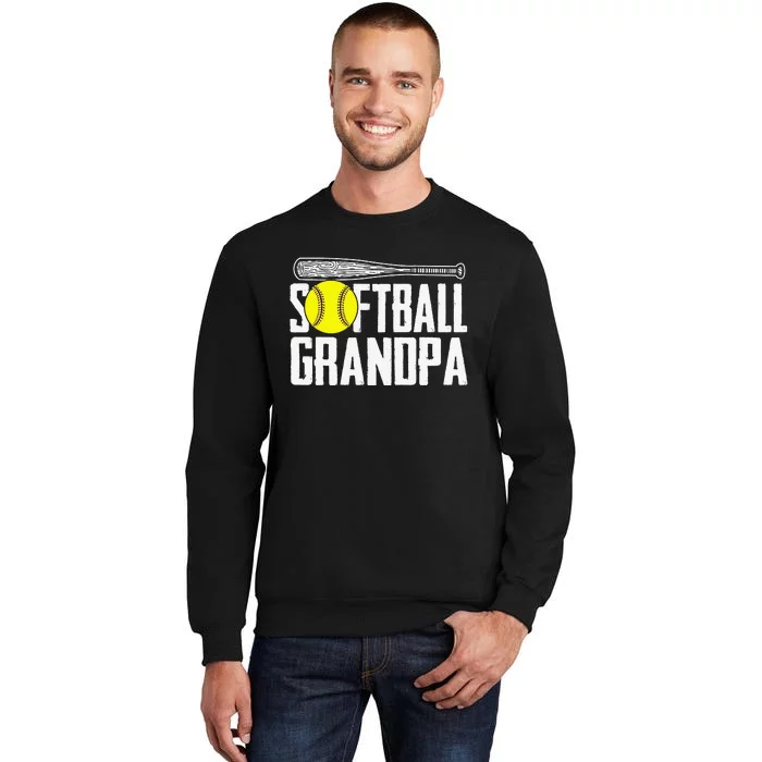 Softball Dad Funny Fathers Day Softball Grandpa Tall Sweatshirt