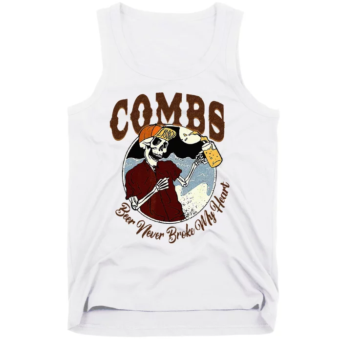 Skeleton Drinking Funny Beer Never Broke My Heart Tank Top