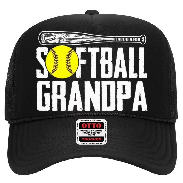 Softball Dad Fathers Day Softball Grandpa High Crown Mesh Trucker Hat