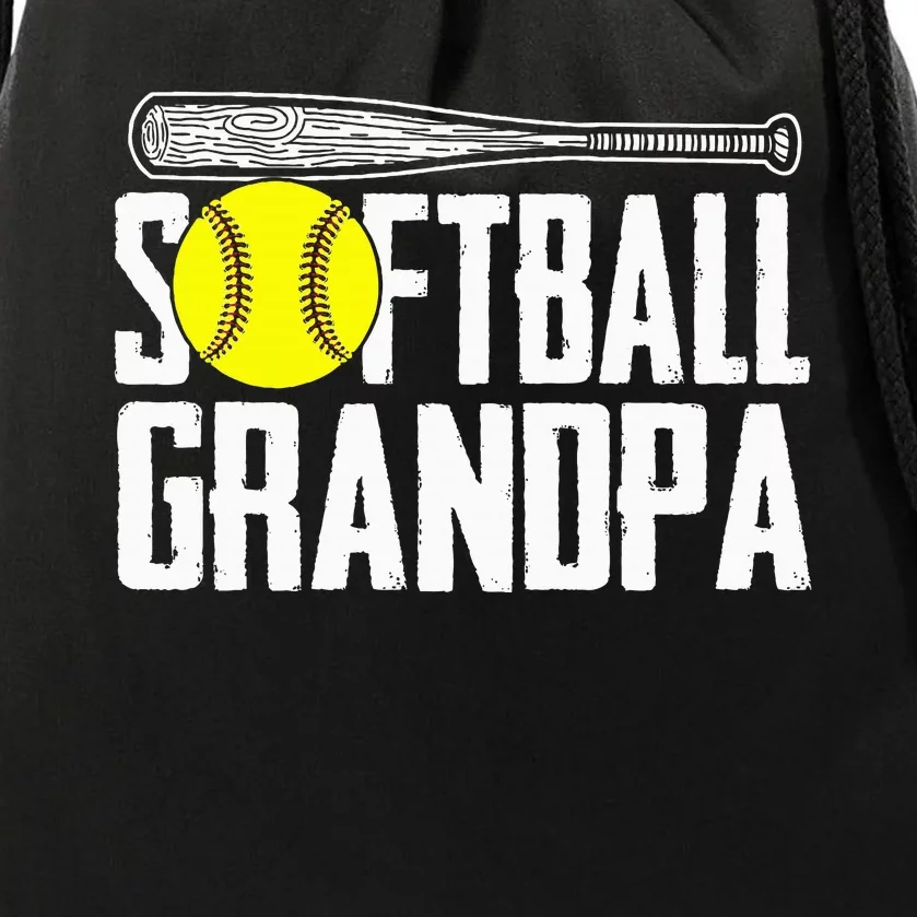 Softball Dad Fathers Day Softball Grandpa Drawstring Bag