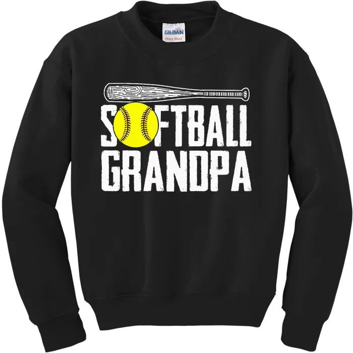 Softball Dad Fathers Day Softball Grandpa Kids Sweatshirt