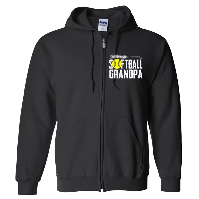 Softball Dad Fathers Day Softball Grandpa Full Zip Hoodie