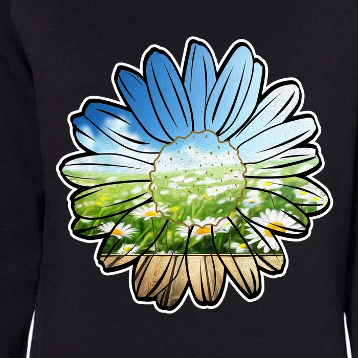 Summer Daisy Field Womens California Wash Sweatshirt