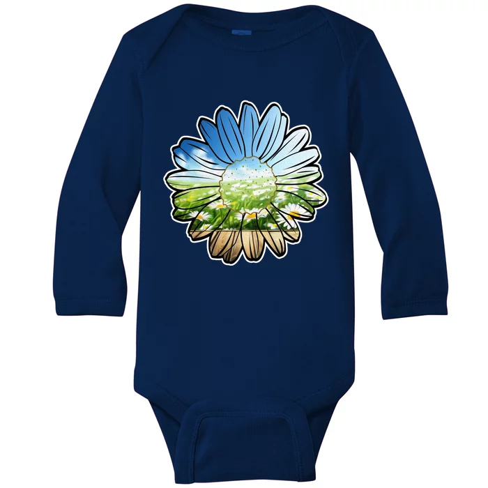 Summer Daisy Field Baby Long Sleeve Bodysuit