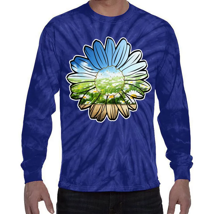 Summer Daisy Field Tie-Dye Long Sleeve Shirt