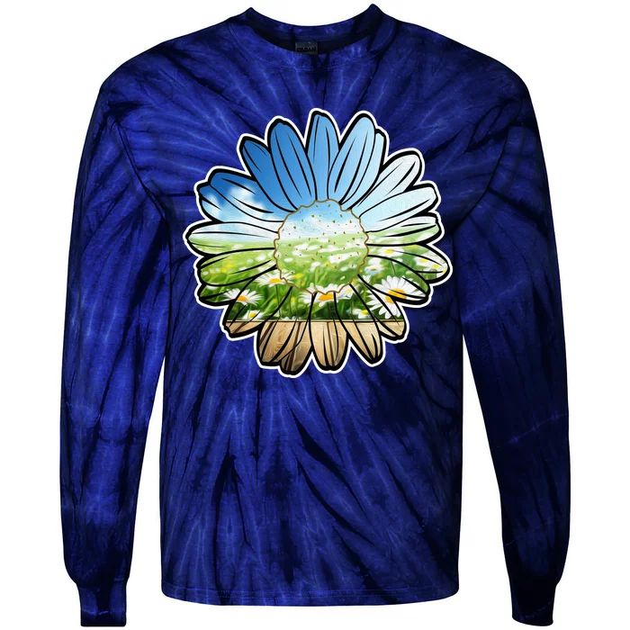 Summer Daisy Field Tie-Dye Long Sleeve Shirt