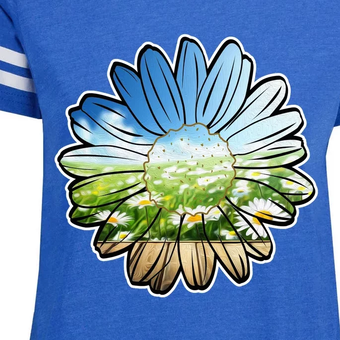 Summer Daisy Field Enza Ladies Jersey Football T-Shirt