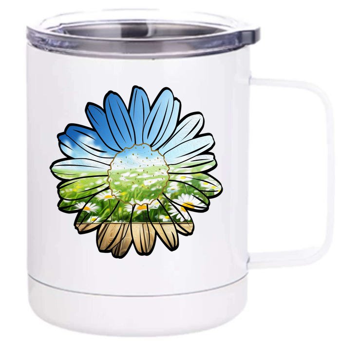 Summer Daisy Field Front & Back 12oz Stainless Steel Tumbler Cup