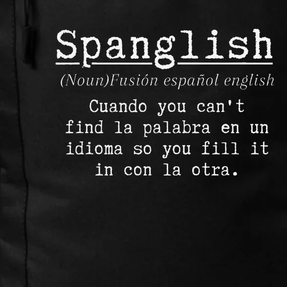 Spanglish Definition Funny Spanish Teacher Bilingual Maestra Daily Commute Backpack