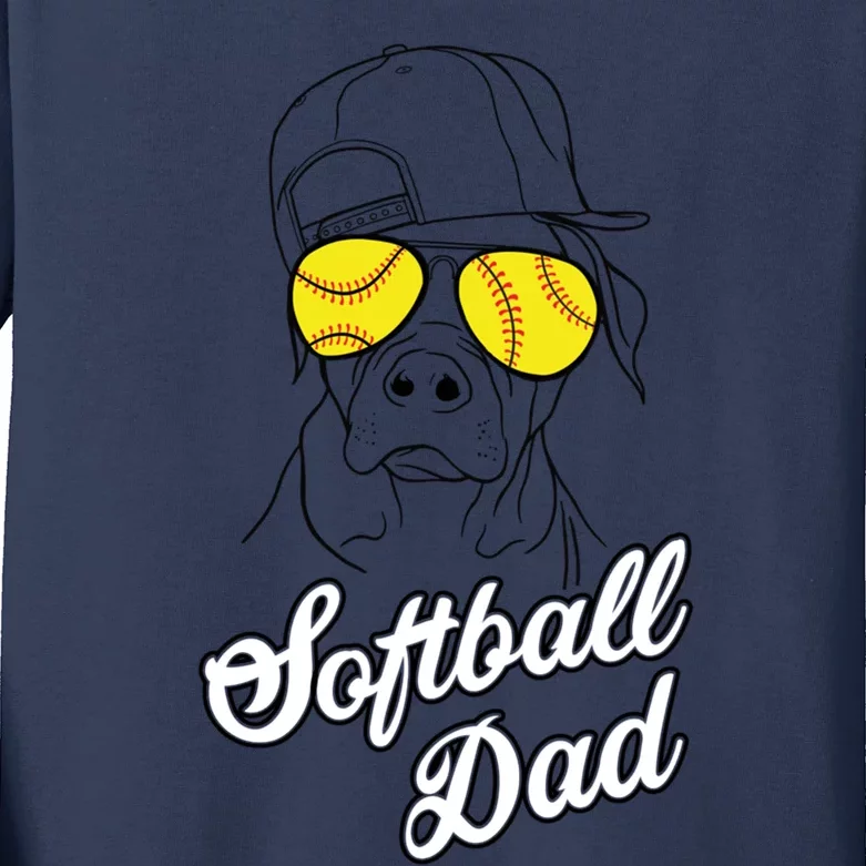 Softball Dad Father Coach Design Gift Kids Long Sleeve Shirt