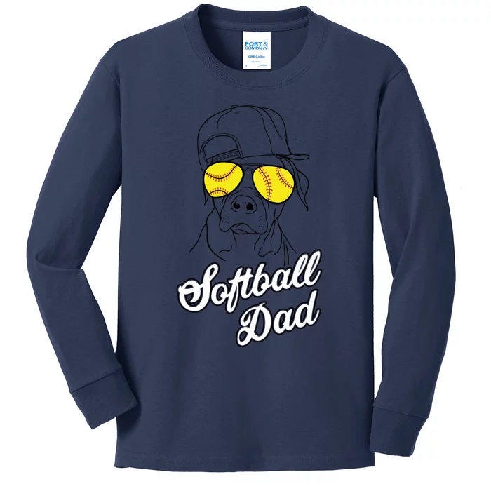 Softball Dad Father Coach Design Gift Kids Long Sleeve Shirt