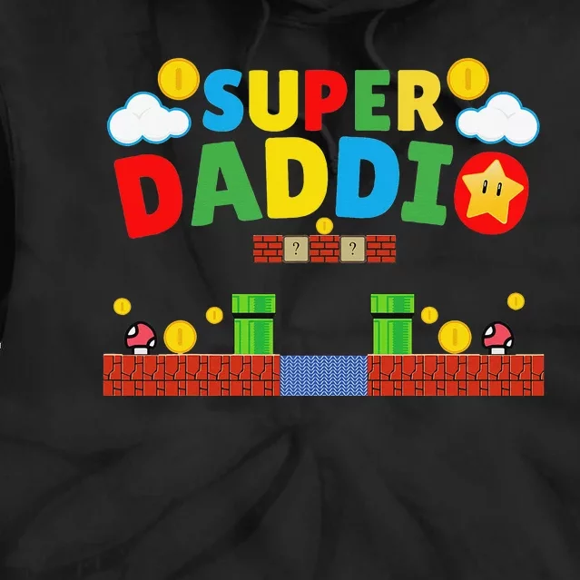 Super Dad Funny Dad Father's Day Gamer Daddy Super Daddio Tie Dye Hoodie