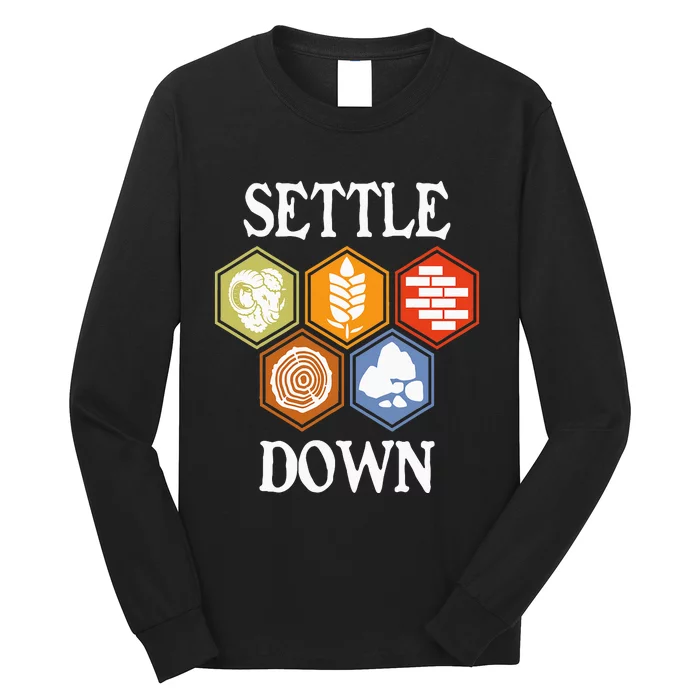 Settle Down Funny Tabletop Game Night Board Gaming Long Sleeve Shirt