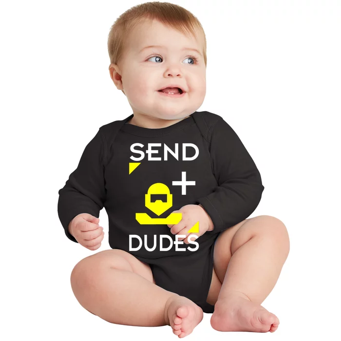 Send Dudes Funny Gamer Meme Baby Long Sleeve Bodysuit