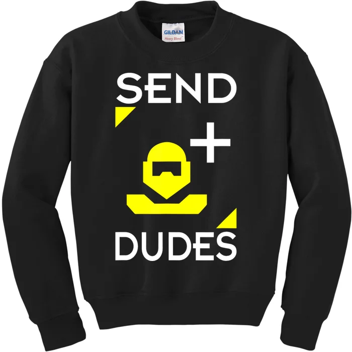 Send Dudes Funny Gamer Meme Kids Sweatshirt