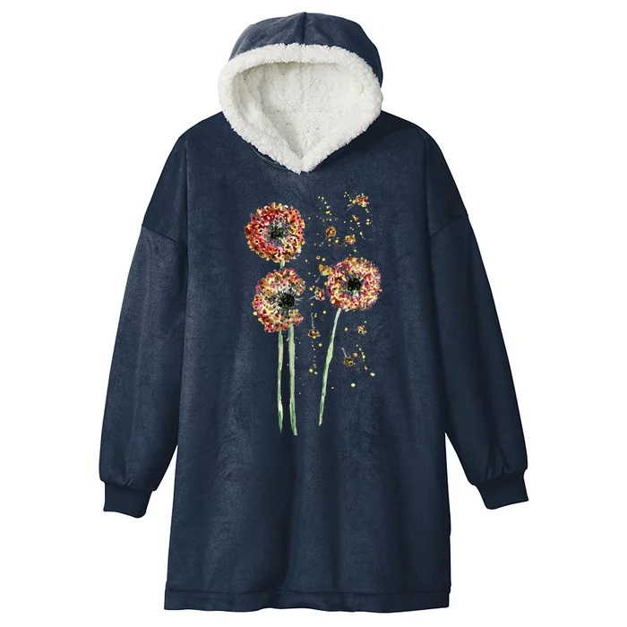 Spring Dandelion Floral Art Hooded Wearable Blanket