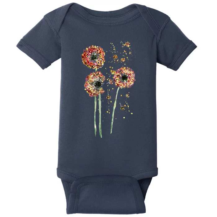 Spring Dandelion Floral Art Baby Bodysuit