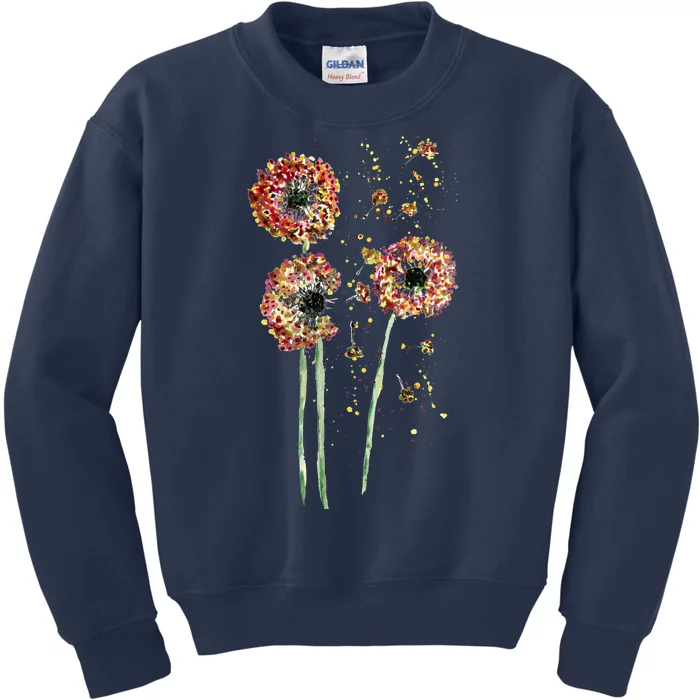 Spring Dandelion Floral Art Kids Sweatshirt