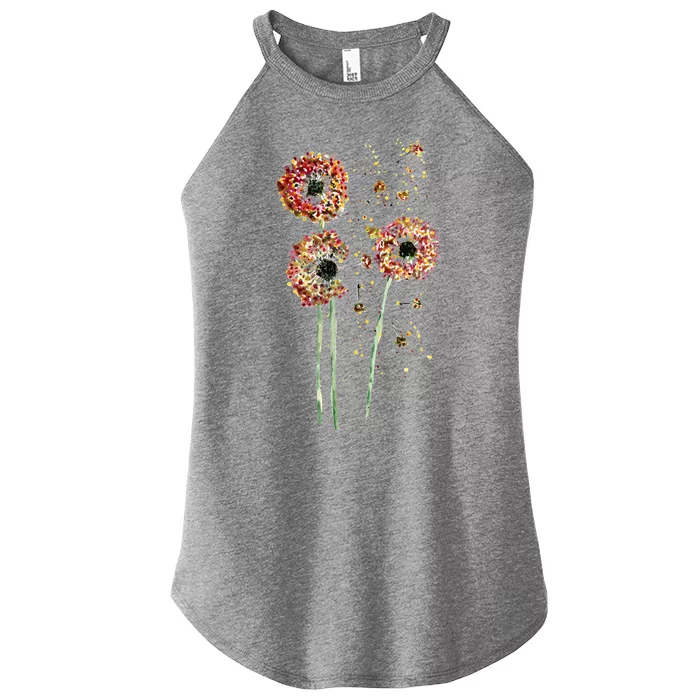 Spring Dandelion Floral Art Women’s Perfect Tri Rocker Tank