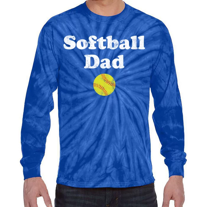 Softball Dad Gift Tie-Dye Long Sleeve Shirt