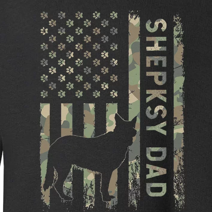 Shepsky Dad German Shepherd Husky Camo USA Flag Toddler Sweatshirt