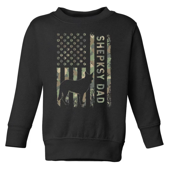 Shepsky Dad German Shepherd Husky Camo USA Flag Toddler Sweatshirt