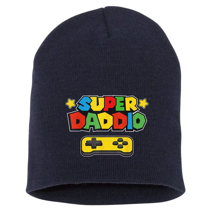 Super Daddio Gamer Dad Fathers Day Gift Papa Gift From Son Daughter Grandkids Short Acrylic Beanie