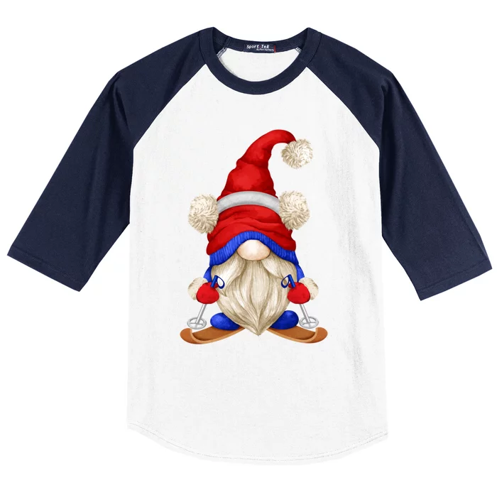 Ski Daddy Gnomie For Grandpa Love Skiing Funny Winter Gnome Meaningful Gift Baseball Sleeve Shirt