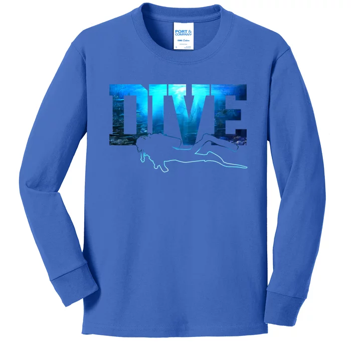 Scuba Diving Gift Dive Ocean Scuba Diver Gift Kids Long Sleeve Shirt