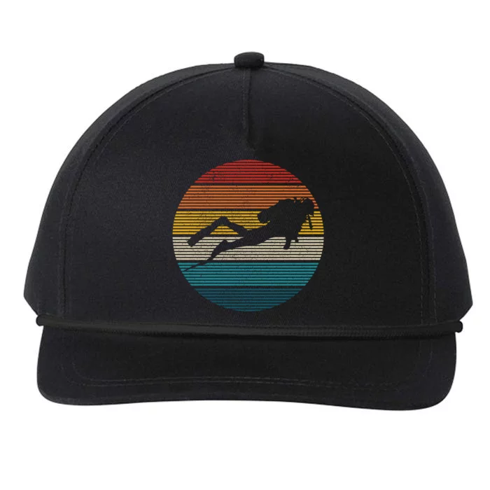 Scuba Diving Great Gift Vintage Retro Ocean Scuba Diver Gift Cute Gift Snapback Five-Panel Rope Hat