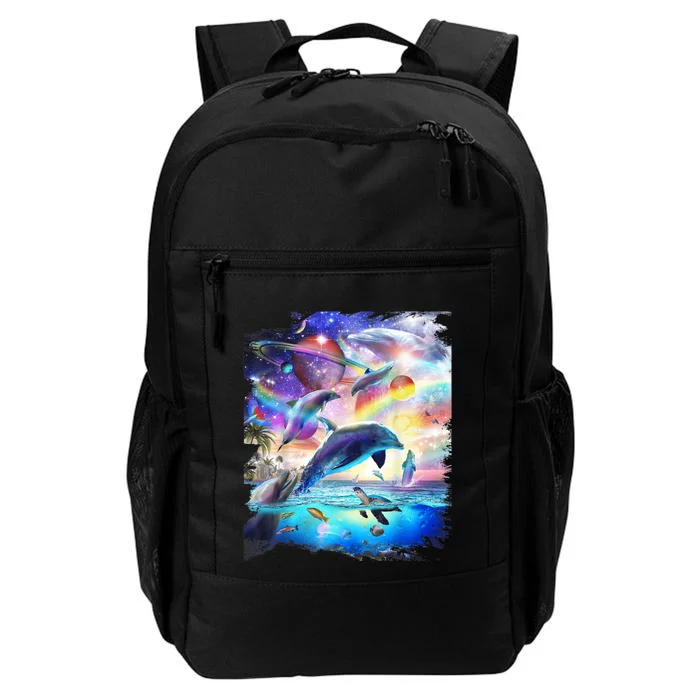 Space Dolphin Galaxy Dolphins Rainbow Daily Commute Backpack