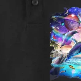 Space Dolphin Galaxy Dolphins Rainbow Dry Zone Grid Performance Polo