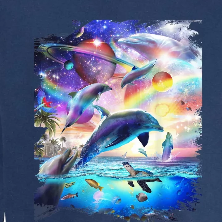 Space Dolphin Galaxy Dolphins Rainbow Garment-Dyed Sweatshirt