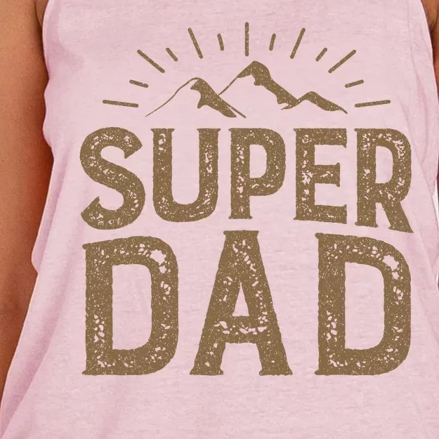 Super Dad Gift For Father's Day Women's Knotted Racerback Tank