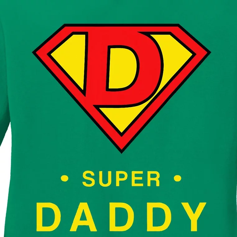 Super Daddy Gift Fathers Day Present Super Hero Ladies Long Sleeve Shirt