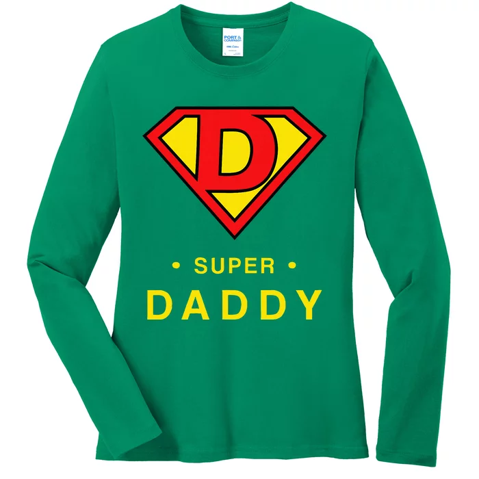 Super Daddy Gift Fathers Day Present Super Hero Ladies Long Sleeve Shirt