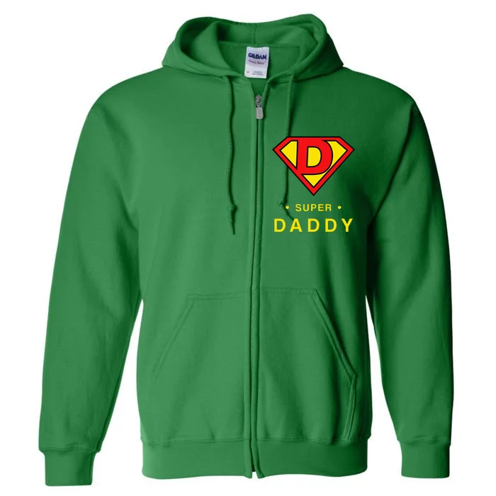 Super Daddy Gift Fathers Day Present Super Hero Full Zip Hoodie