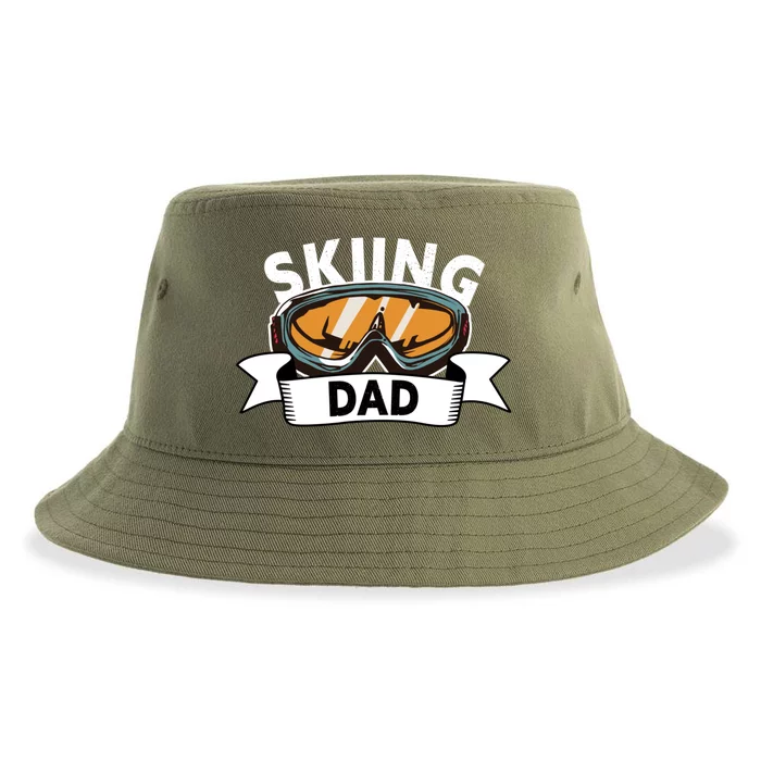 Skiing Dad Great Gift Snow Sport Funny Dad Ski Skiing Gift Sustainable Bucket Hat