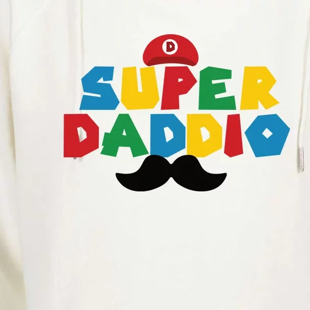 Super Daddio Gamer Dad Moustache Womens Funnel Neck Pullover Hood