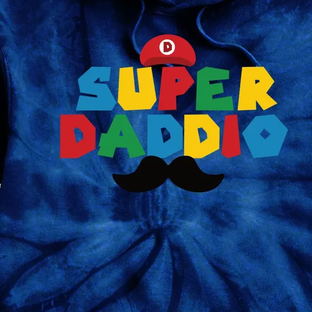 Super Daddio Gamer Dad Moustache Tie Dye Hoodie