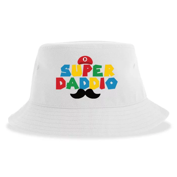 Super Daddio Gamer Dad Moustache Sustainable Bucket Hat