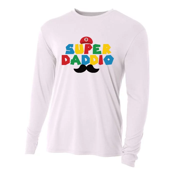 Super Daddio Gamer Dad Moustache Cooling Performance Long Sleeve Crew