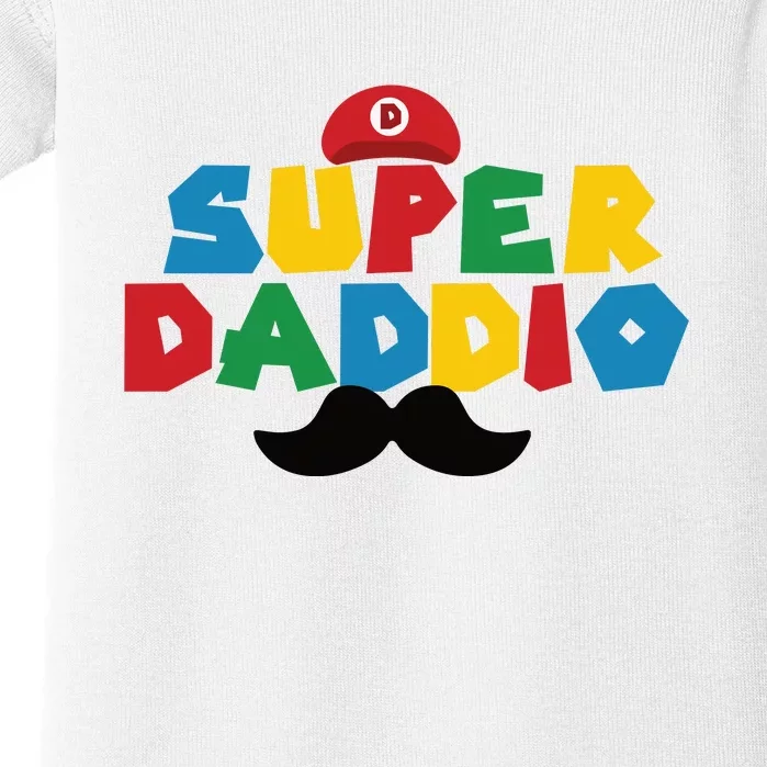 Super Daddio Gamer Dad Moustache Baby Bodysuit