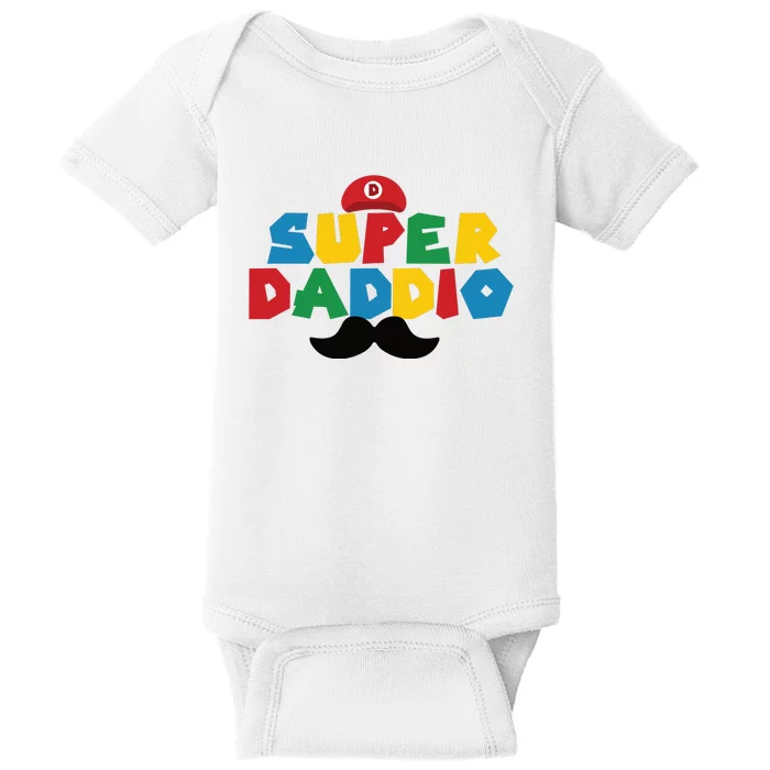 Super Daddio Gamer Dad Moustache Baby Bodysuit