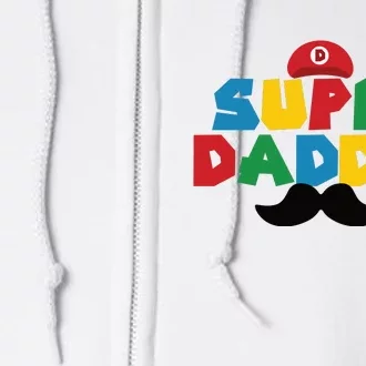 Super Daddio Gamer Dad Moustache Full Zip Hoodie