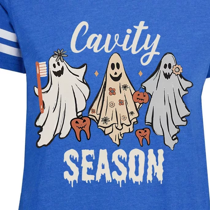 Spooky Dental Ghosts & Toothbrush Funny Halloween Season Enza Ladies Jersey Football T-Shirt