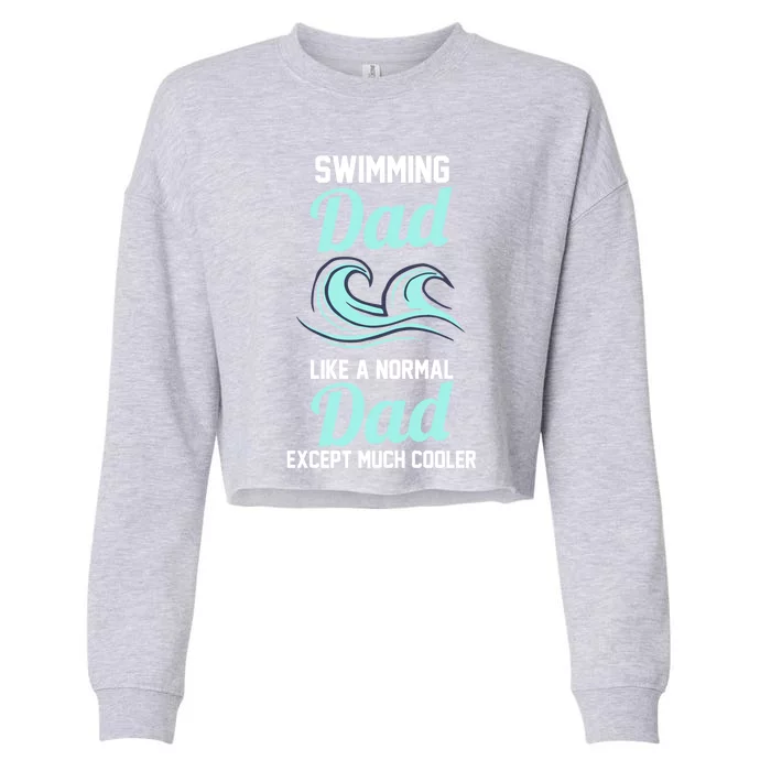 Swimming Dad Gift Cropped Pullover Crew