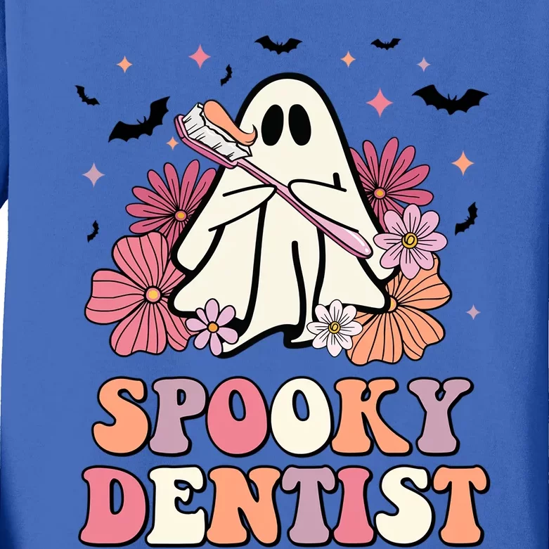 Spooky Dentist Ghost Halloween Dental Trick Or Teeth Gift Kids Long Sleeve Shirt